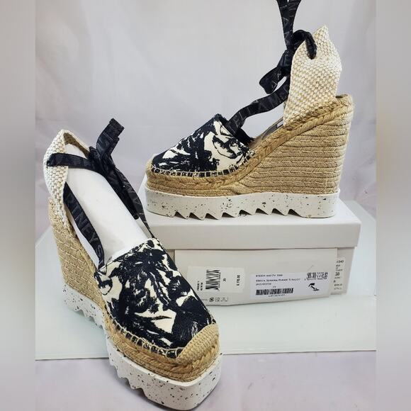 NEW$770 Stella McCartney Gaia Embroider Platform Wedge Espadrille Sandals Sz 39 - Picture 12 of 16